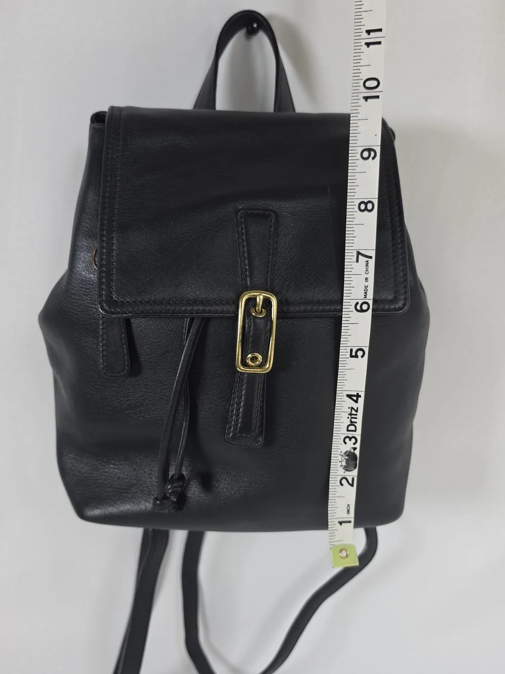 Coach Vintage 9858 Drawstring Backpack Black Leather Brass Hardware Dust Bag